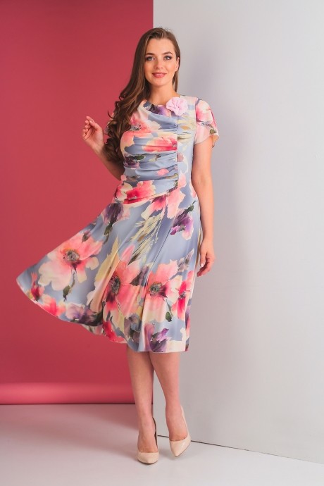 Платье Elletto 1290 коралл на сером размер 48-62 #2