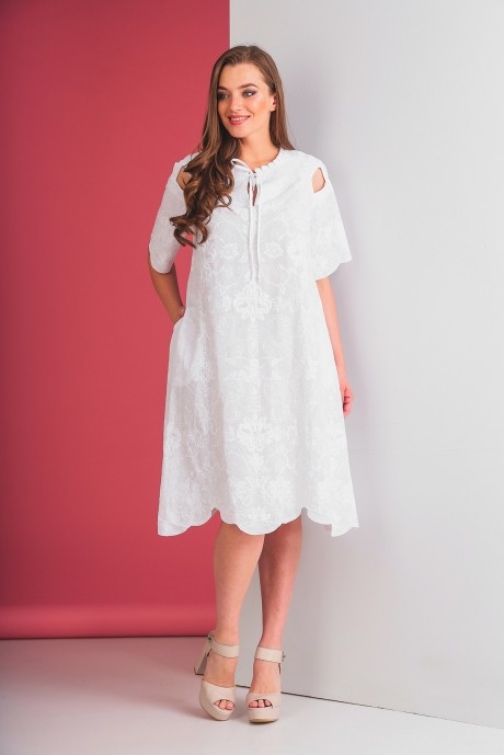 Платье Elletto 1553 белый размер 48-58 #1