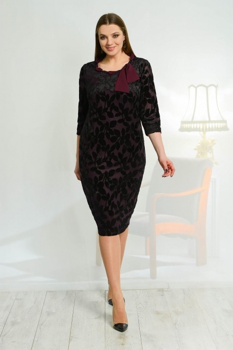 Вечернее платье Elletto 1667 бордовый с чёрным размер 48-58 #1