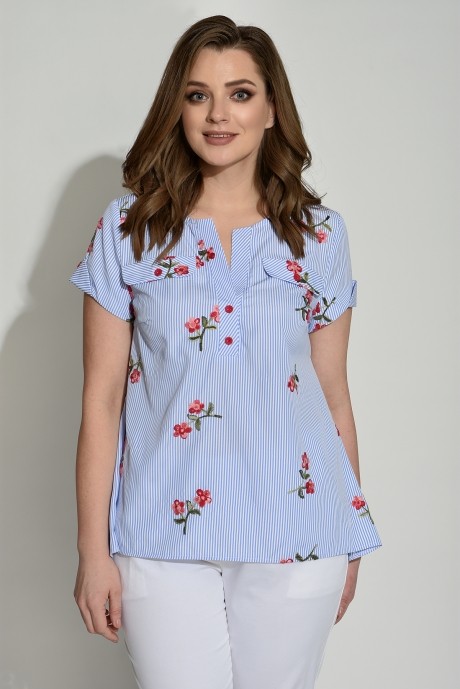 Блузка, туника, рубашка Elletto 3220 сине-белый размер 48-58 #1