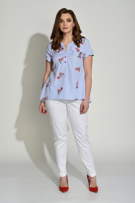 Блузка, туника, рубашка Elletto 3220 сине-белый размер 48-58 #3