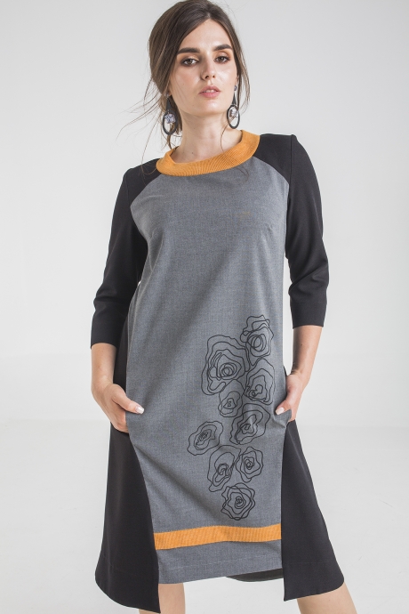 Платье Elletto 1728 чёрно-серый размер 46-58 #1