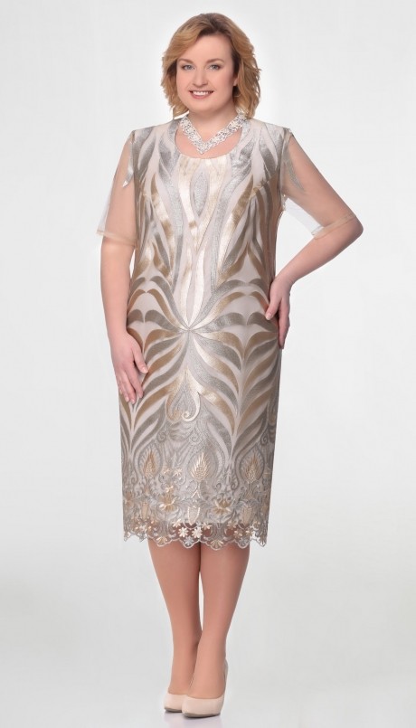 Вечернее платье Aira Style 511-1 золотисто-серебристый узор размер 66-68 #1