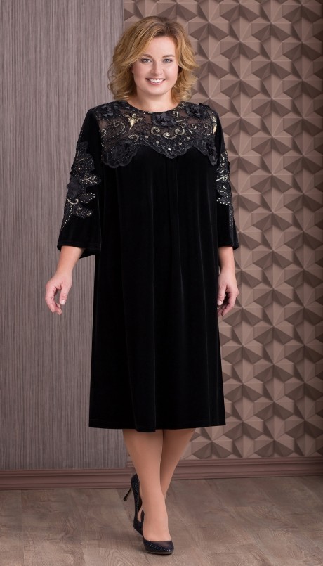 Вечернее платье Aira Style 642 черный с золотом размер 58-68 #1