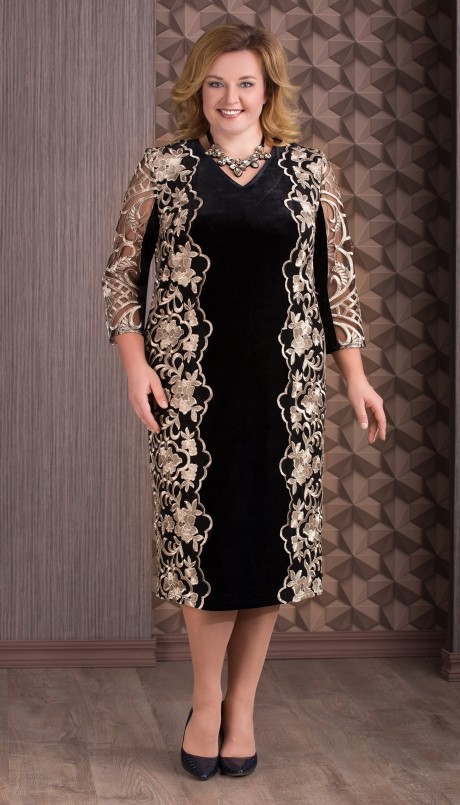 Вечернее платье Aira Style 655 черный+золото размер 56-66 #1