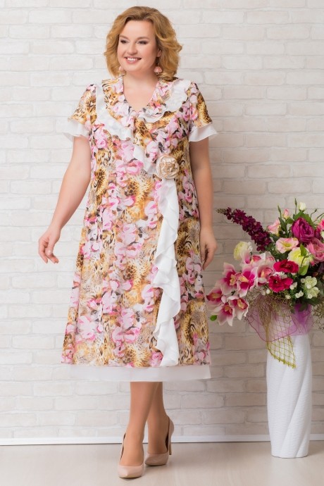 Вечернее платье Aira Style 667 розвые цветы размер 54-64 #1