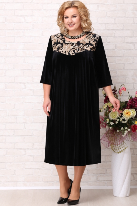 Вечернее платье Aira Style 711 (2) цветы черный с золотом размер 60-70 #1