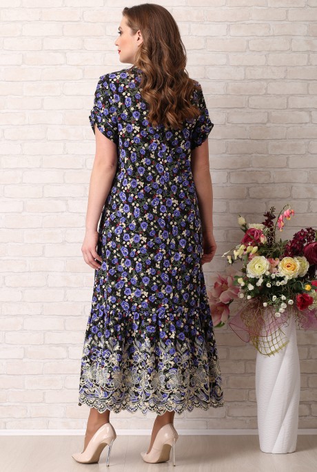 Платье Aira Style 739 темно-синий цветы анютки размер 52-62 #2