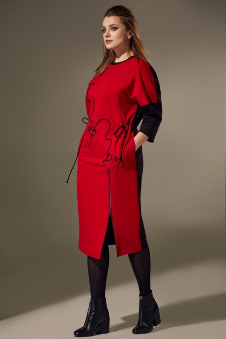 Платье Andrea Style 00309 чёрный + красный размер 52-62 #1
