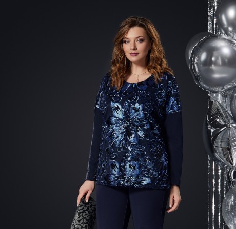 Блузка Andrea Style 00314 а синий размер 48-56 #1