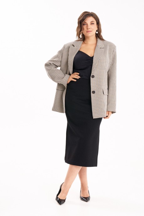 Костюм/комплект KaVari plus size 8051 двойка беж, черный размер 44-60 #6