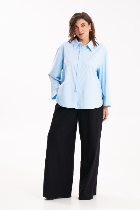 Рубашка KaVari plus size 4021 голубой размер 48-58 #2