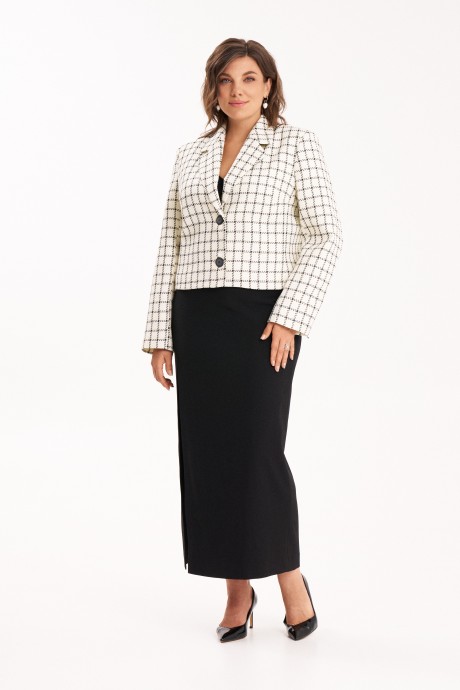 Жакет (пиджак) KaVari plus size 6009 молочный размер 44-60 #2