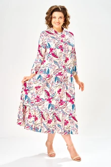 Платье KaVari plus size 1152 молочно-розовое