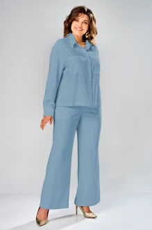 Брючный костюм KaVari plus size 8067 двойка .2 голубой