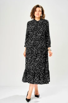 Платье KaVari plus size 1163 черное, принт