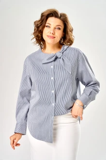 Рубашка KaVari plus size 4032 синий-белая