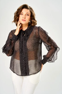 Блузка KaVari plus size 4034 черная, горох
