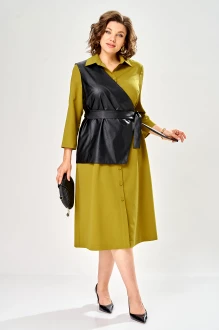 Костюм KaVari plus size 8068 двойка .2 горчично-черный