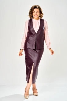 Юбочный костюм KaVari plus size 8072 двойка .1 бордовый
