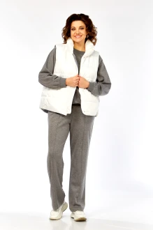 Брючный костюм Diamant 2150 тройка белый, серый